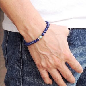 Lapis Lazuli and Labradorite Bracelet Adjustable Beaded Bracelet